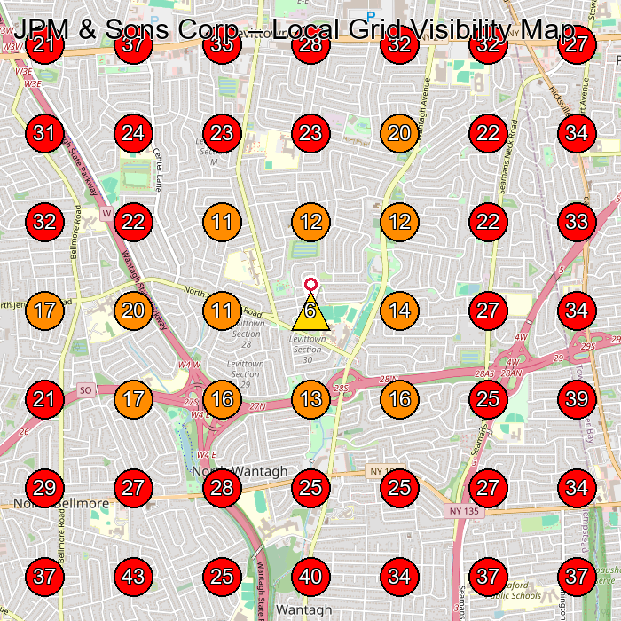 JPM & Sons Corp GeoGrid visibility map for Stucco Contractor in Merrick